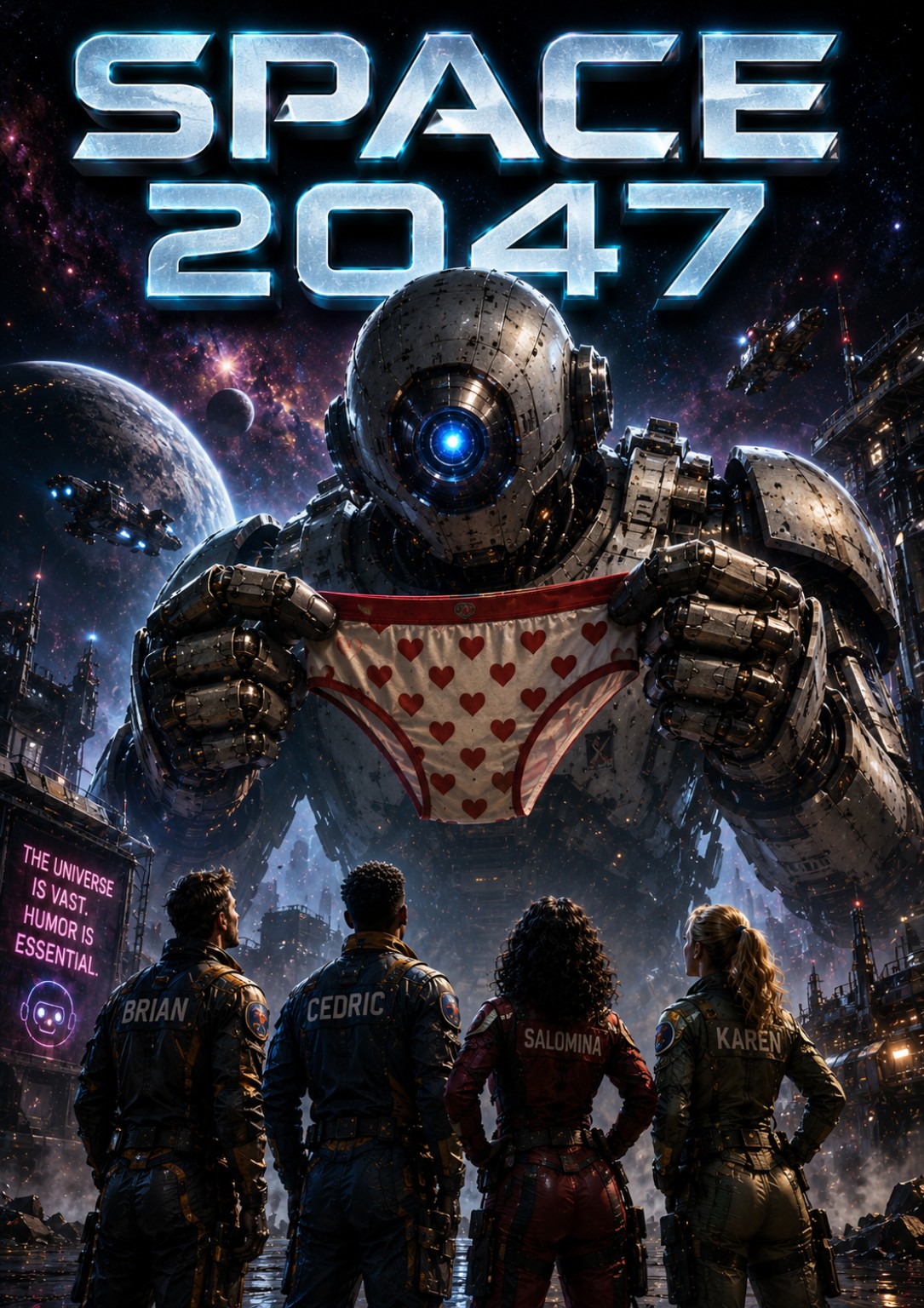 Space 2047 robot underpants artwork
