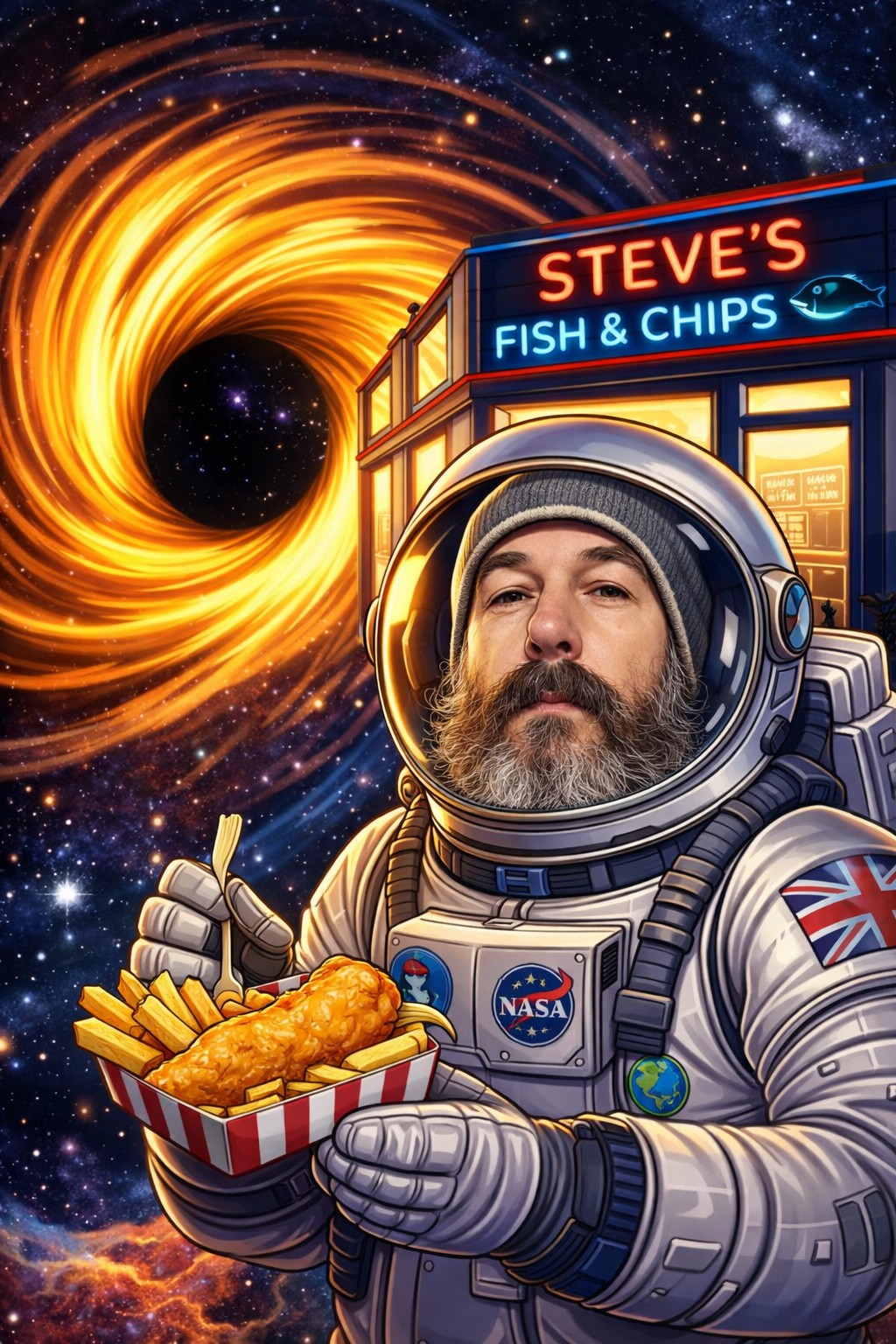 Steve’s fish and chips in space