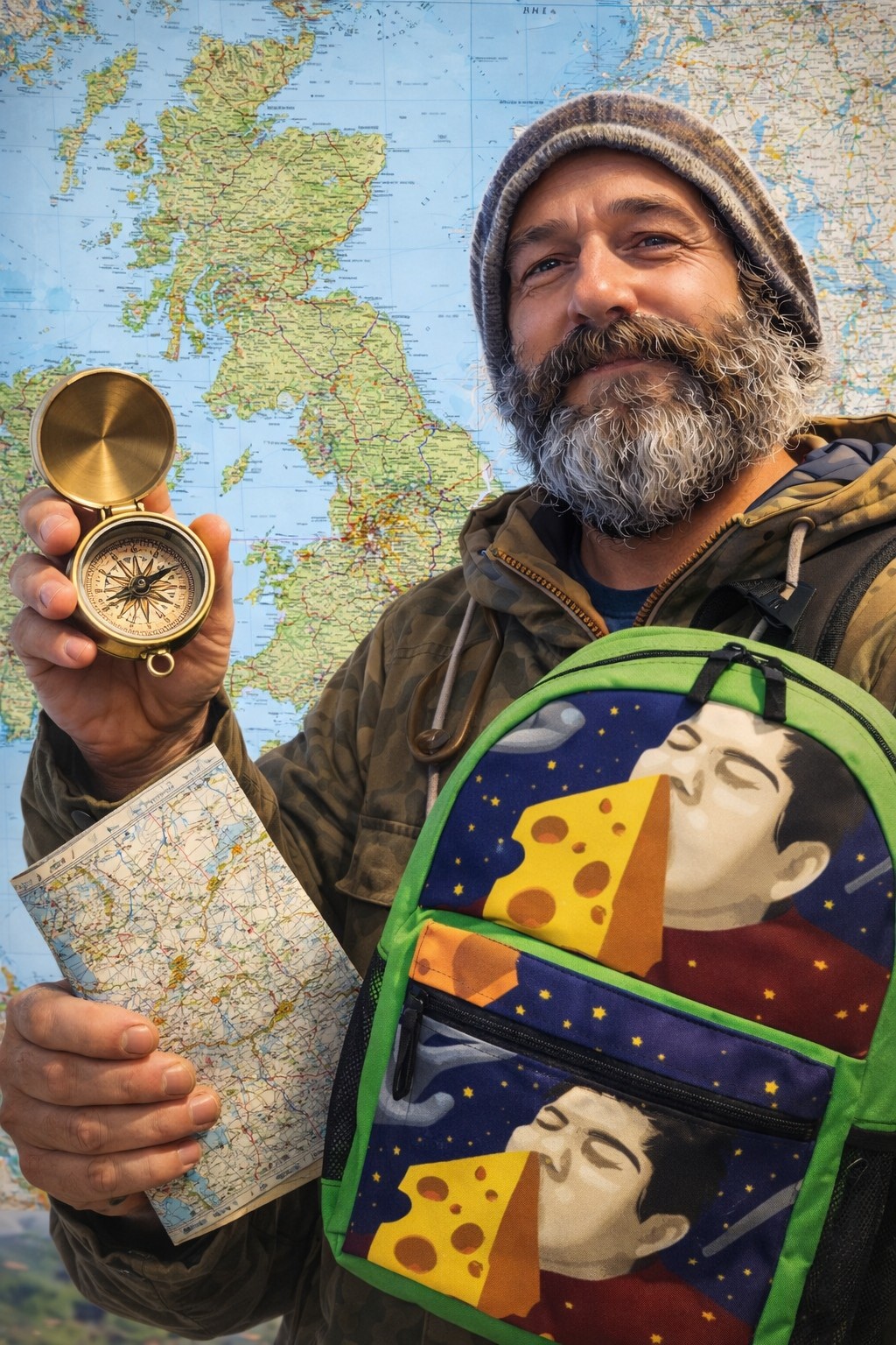 Benjamin with map and compass